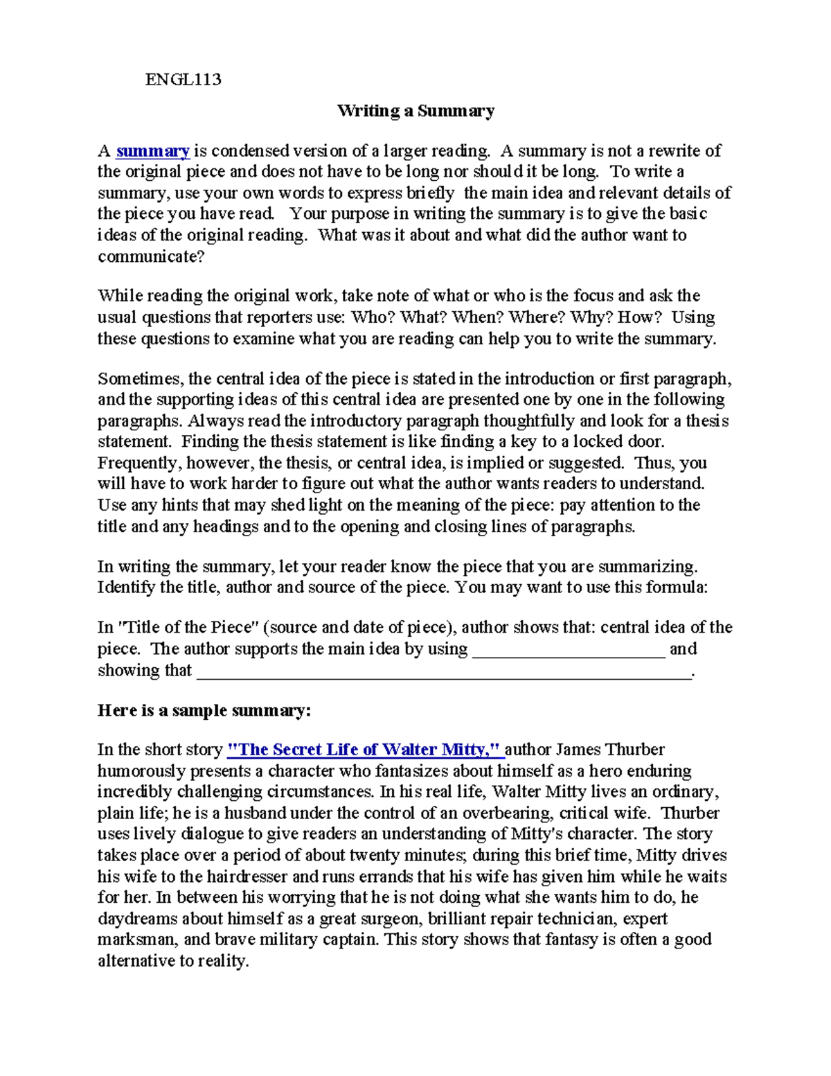 Writing-a-Summary - Bài tập đọc báo và summary - Writing a Summary A ...