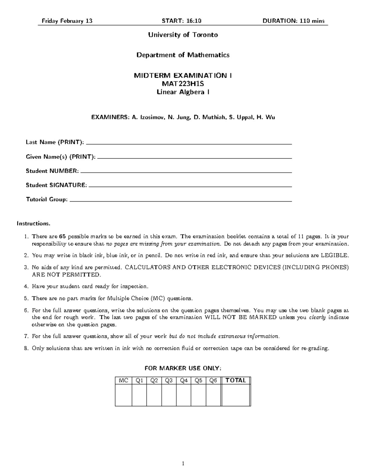 Exam 2015, questions and answers - 2015 term test 1 - Friday February ...