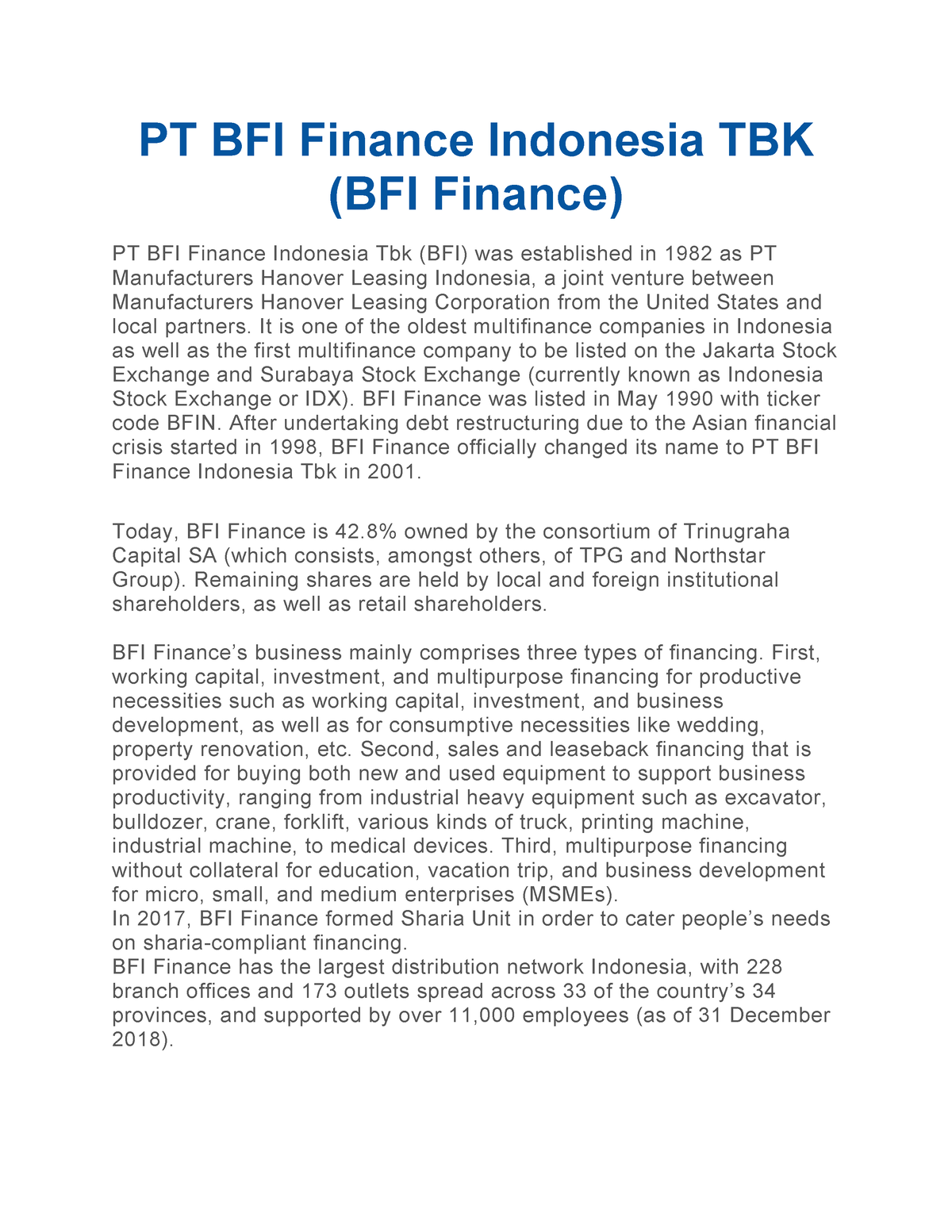 Bfin - Bfin - PT BFI Finance Indonesia TBK (BFI Finance) PT BFI Finance ...