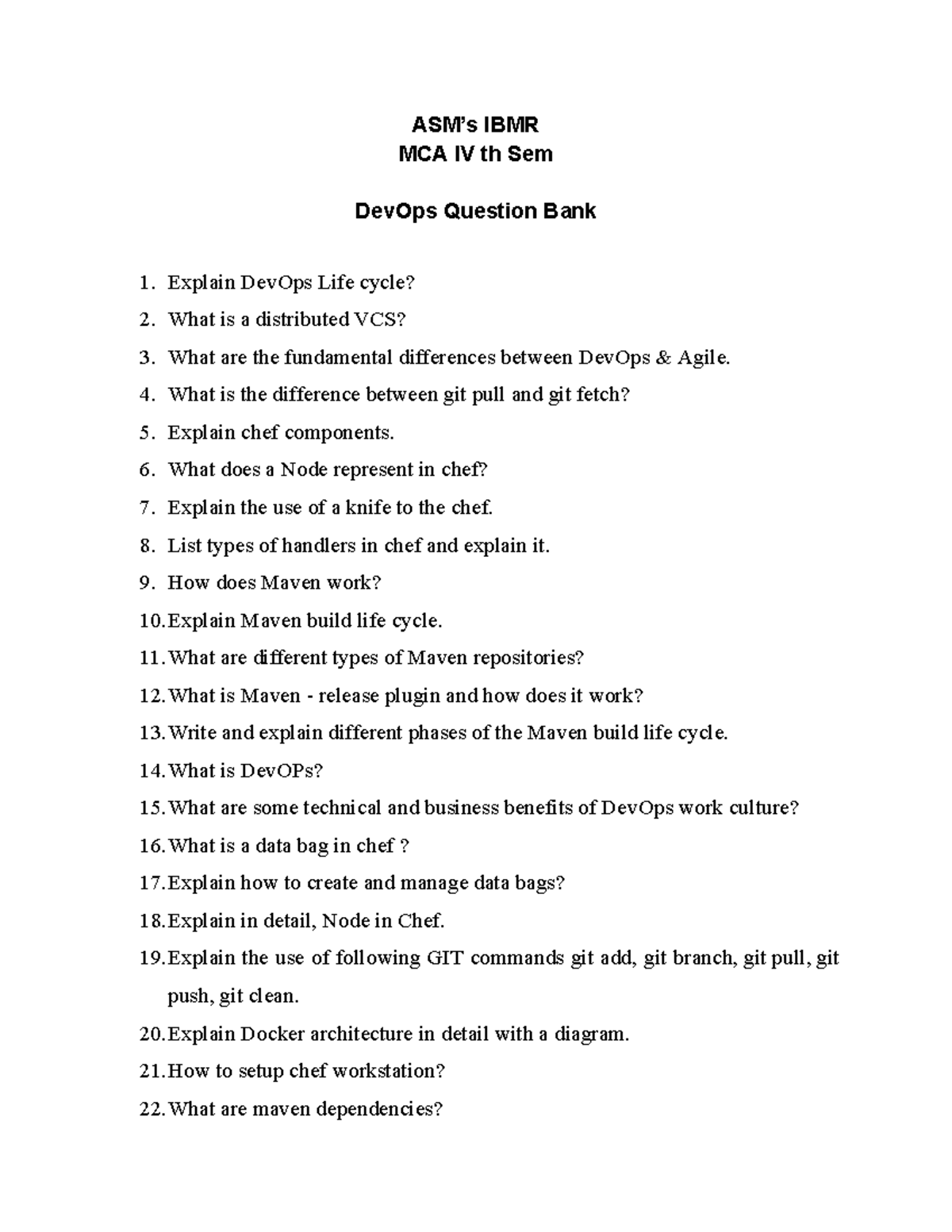 Dev Ops Question Bank - ASM’s IBMR MCA IV th Sem DevOps Question Bank ...