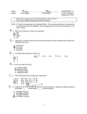 Exam 1 2018 Key - Exam 1 2018 Key - CHM 111 - Studocu