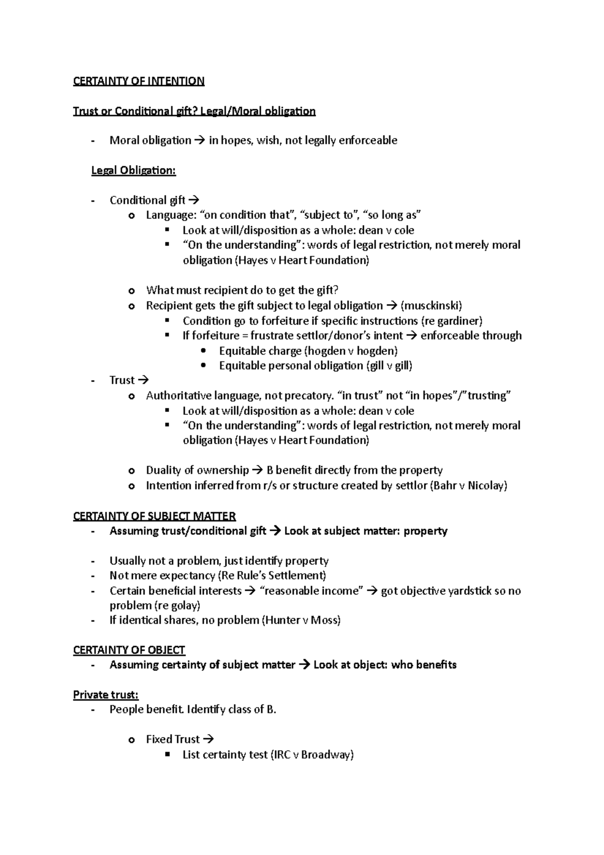 Equity Template for Express trust and non-express trust - CERTAINTY OF ...