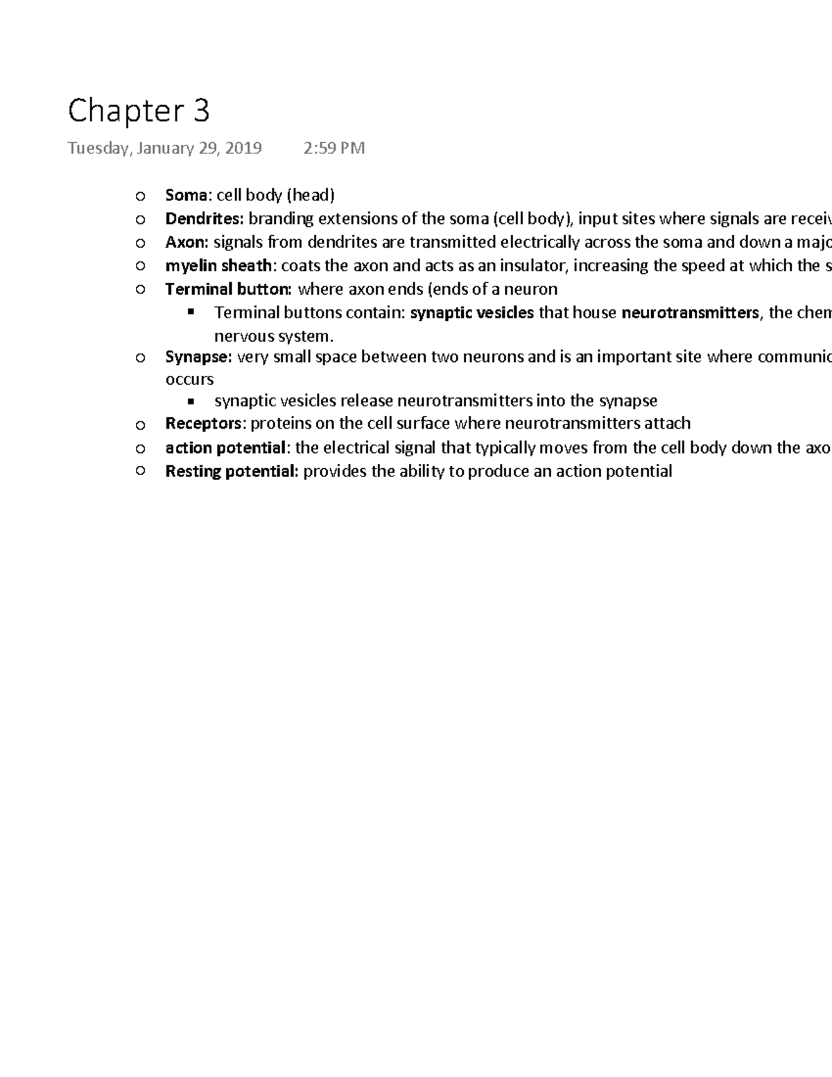 Chapter 3 book notes - Warning: TT: undefined function: 32 Soma: cell ...