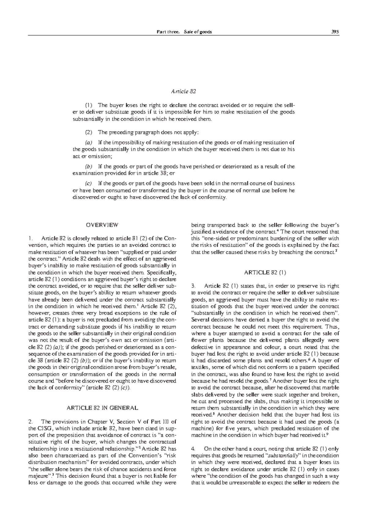 2016 Uncitral CISG Digest Article 82 - Part three. Sale of goods 3 9 5 ...