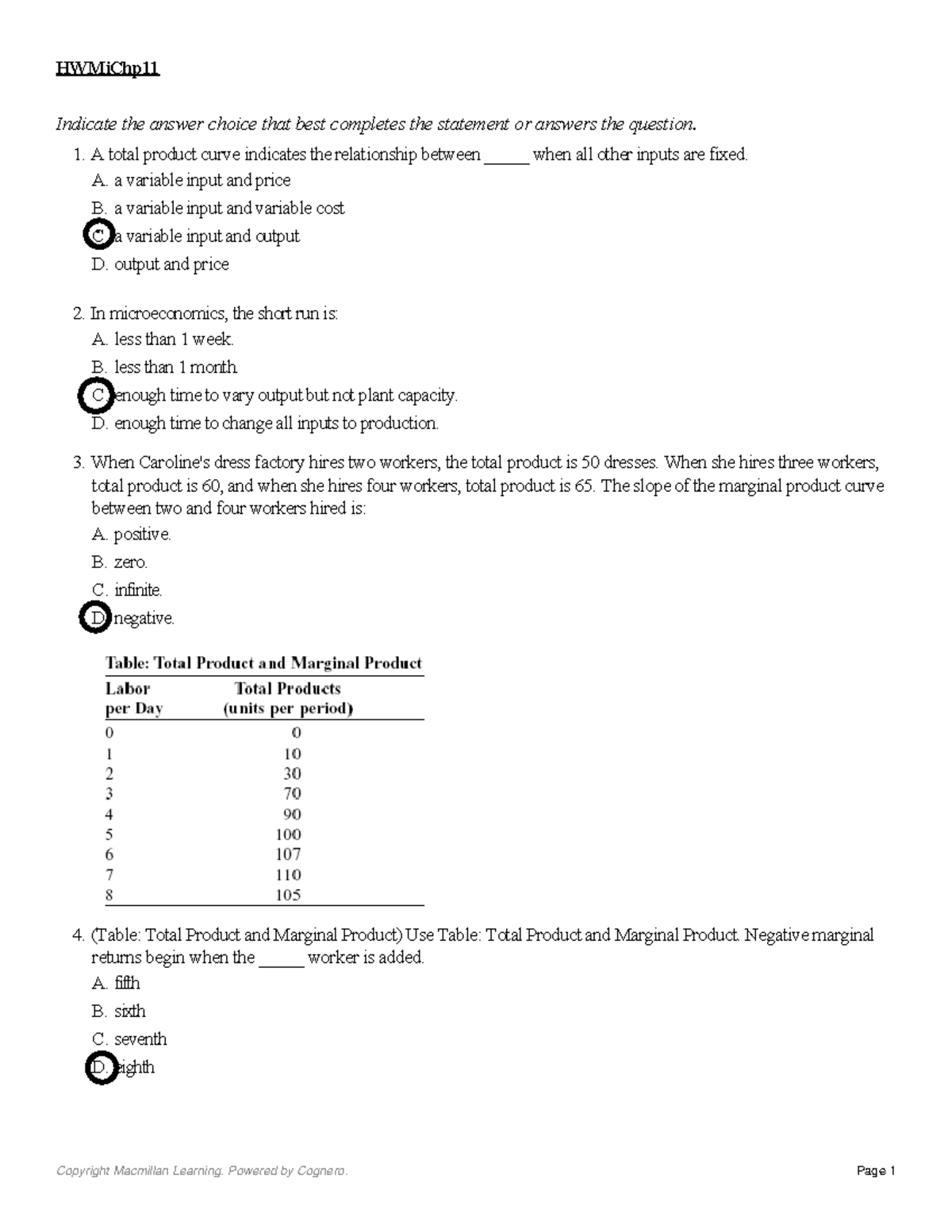 HWMi Chp 11 Q - week 11 quiz answers - Indicate the answer choice that ...