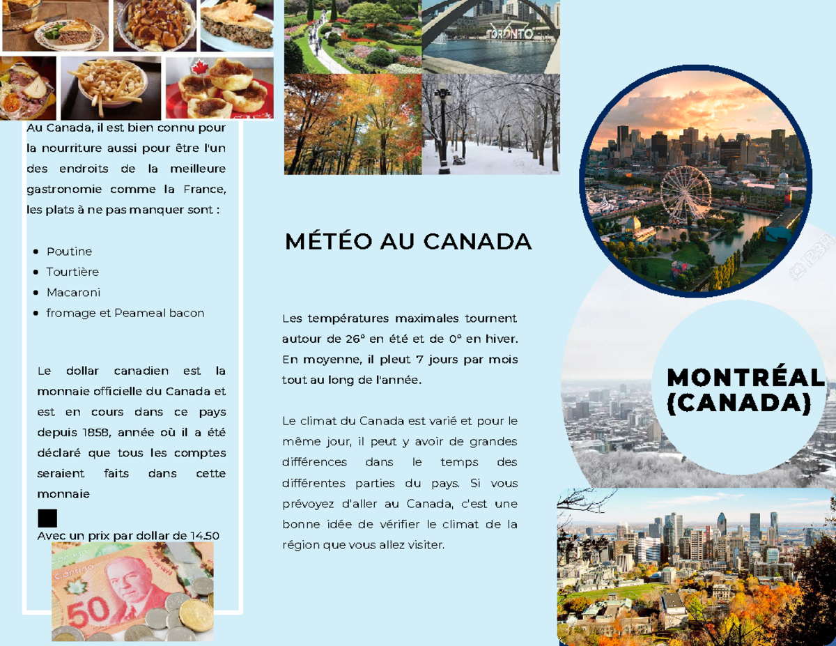 Business Marketing Trifold Brochure MÉTÉO AU CANADA Les températures