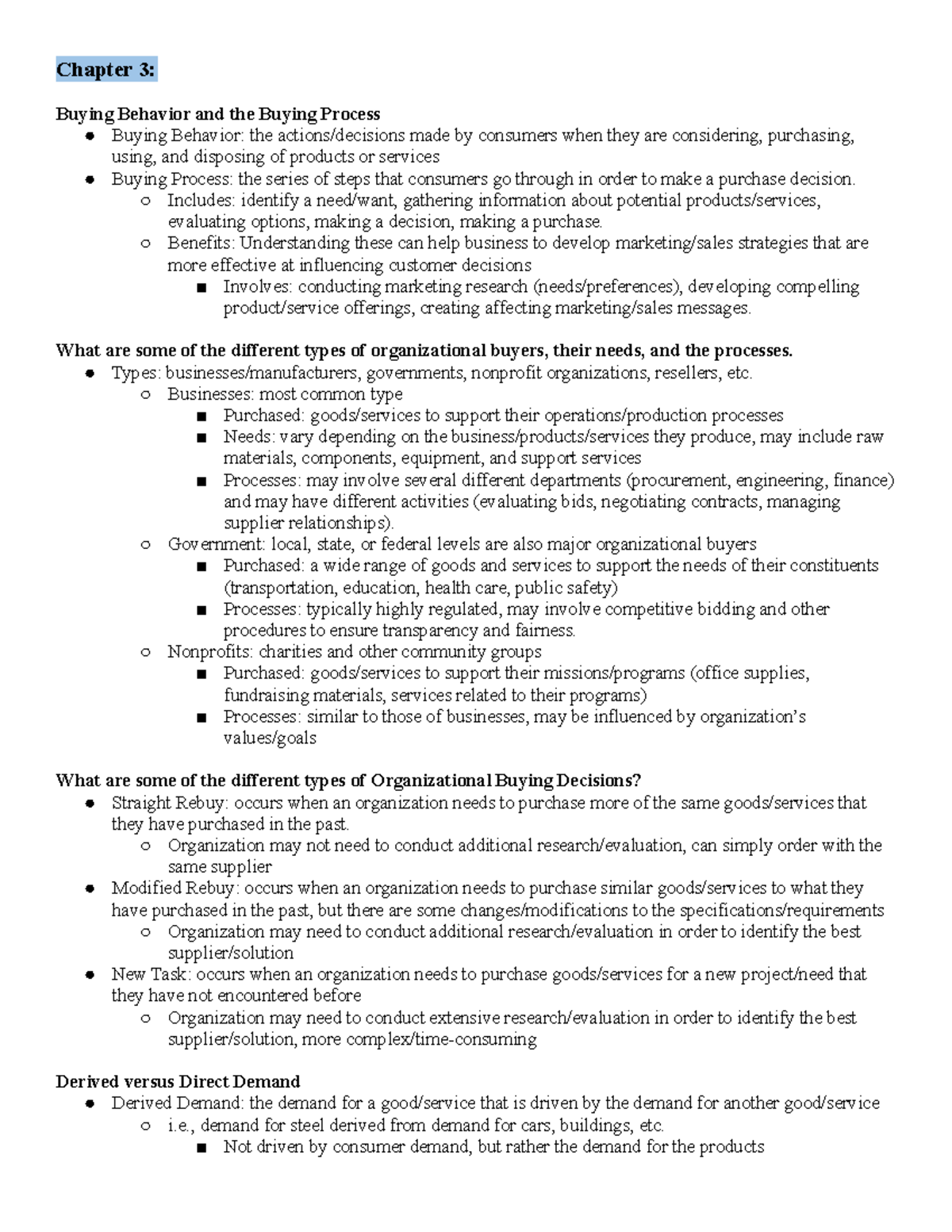 Marketng 312 Final Exam - Chapter 3: Buying Behavior and the Buying ...