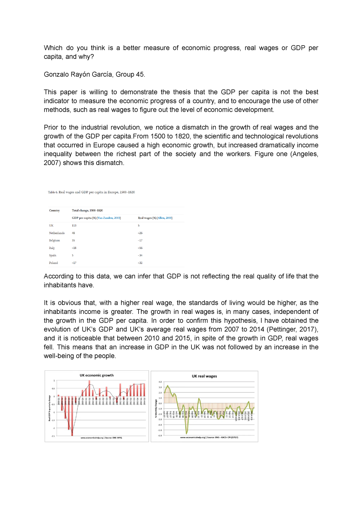 essay on economic progress