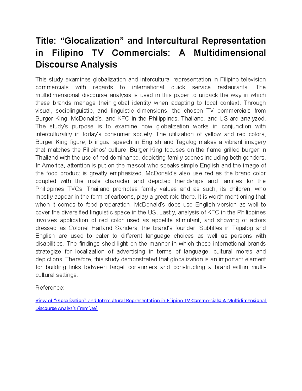Timbreza - Title: “Glocalization” and Intercultural Representation in ...