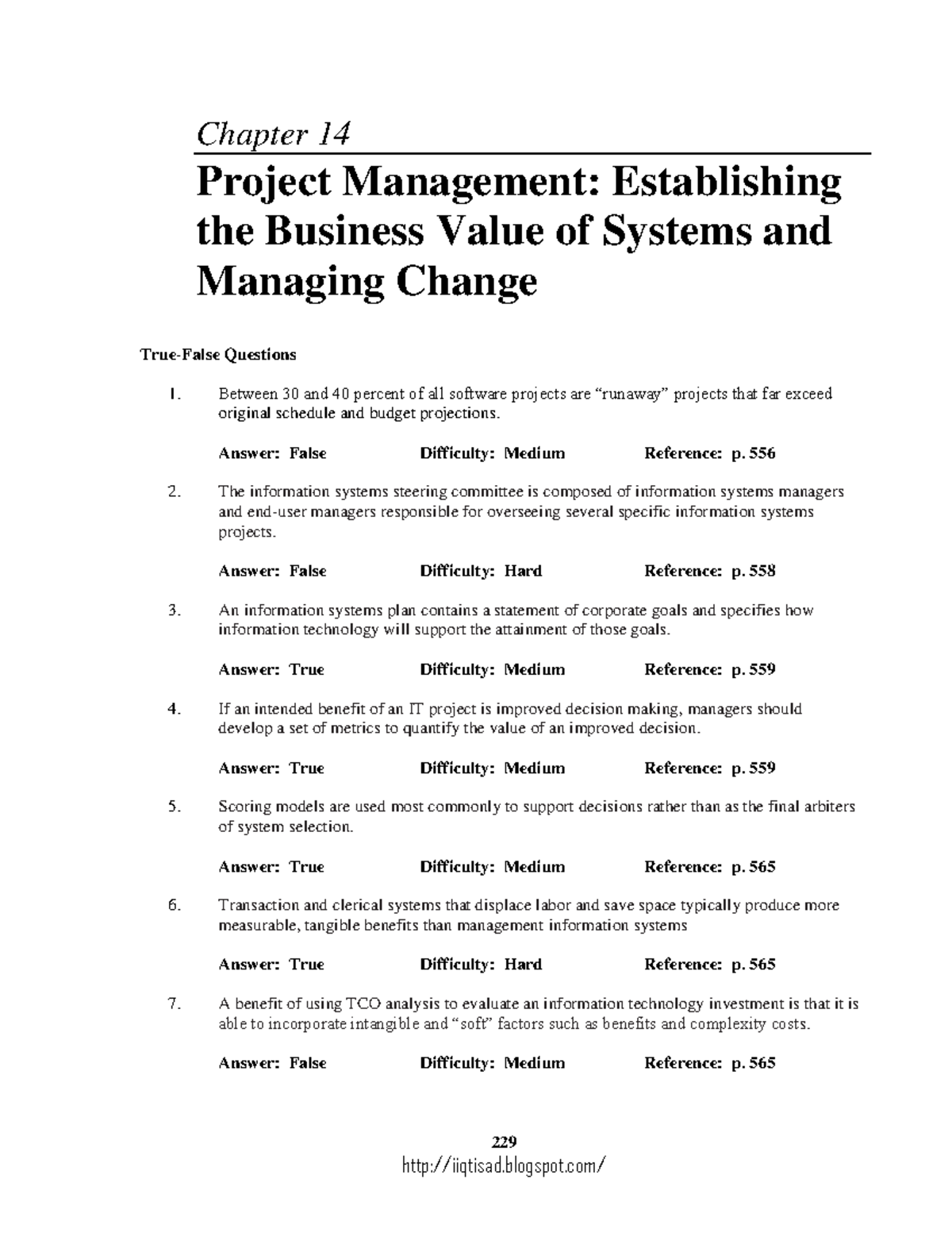 MIS10E testbank CH14ii - 229 iiqtisad.blogspot/ Chapter 14 Project ...