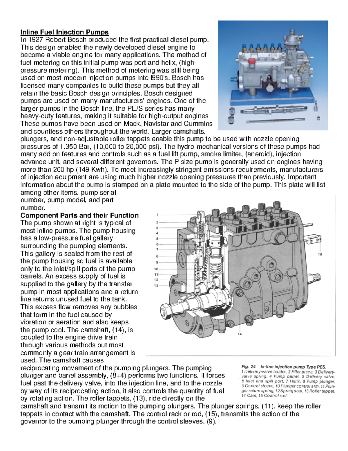 Inline Renewable resources Inline Fuel Injection Pumps In 1927