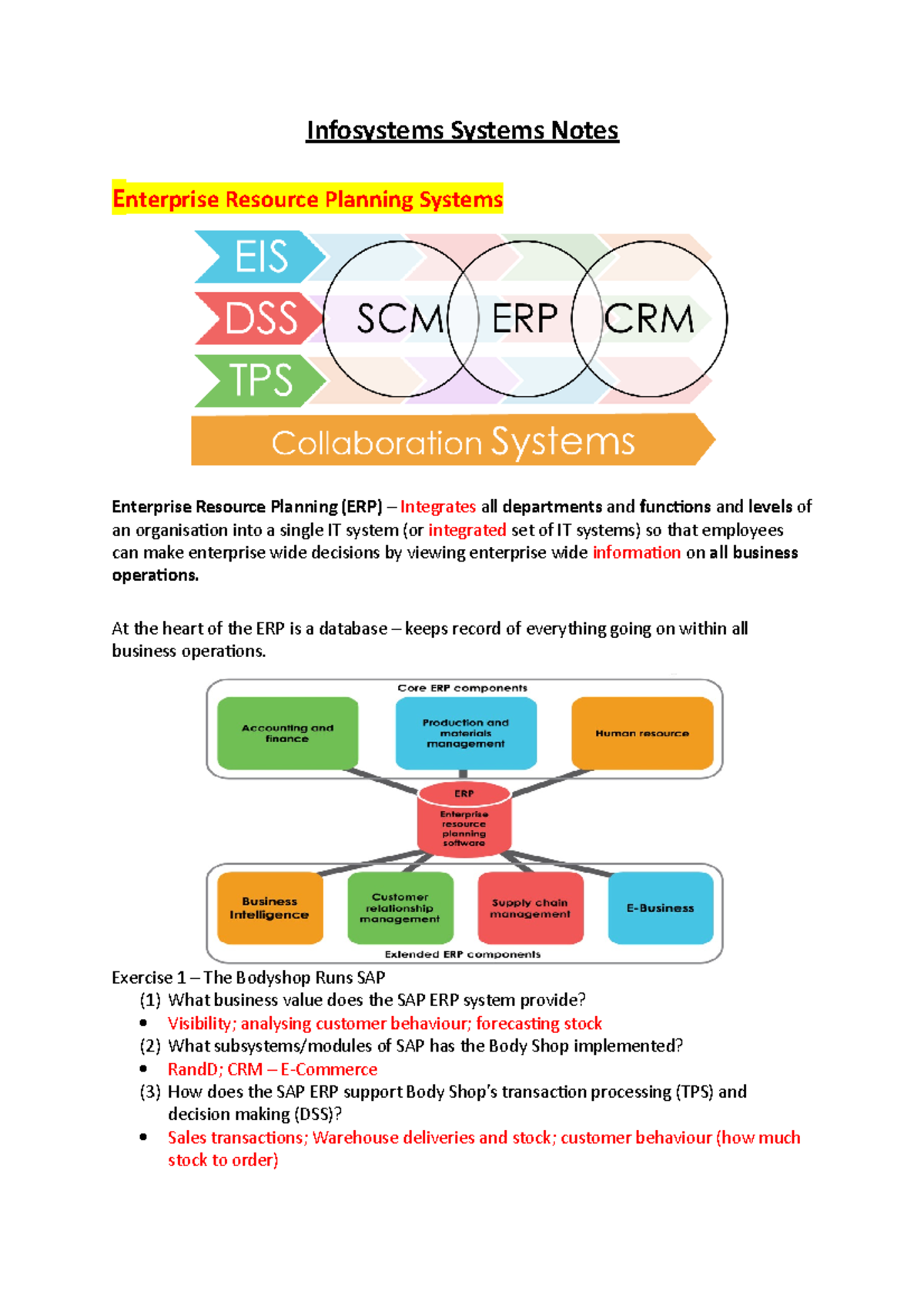 Infosystems Systems Notes - Infosystems Systems Notes Enterprise ...