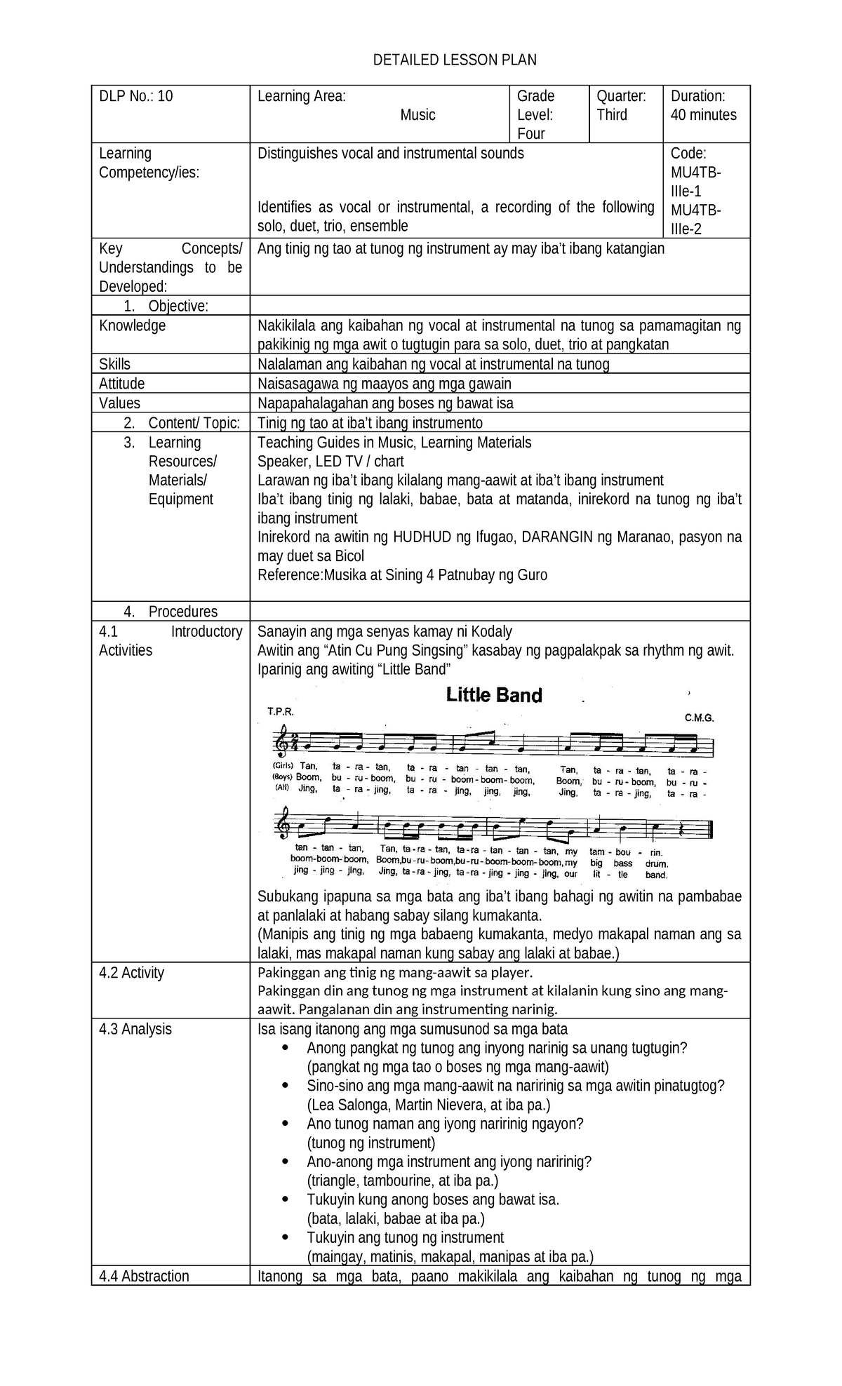 DLP- 10 Músicas - PLANO DE AULA DETALHADODLP- 10 Músicas - PLANO DE AULA DETALHADO  