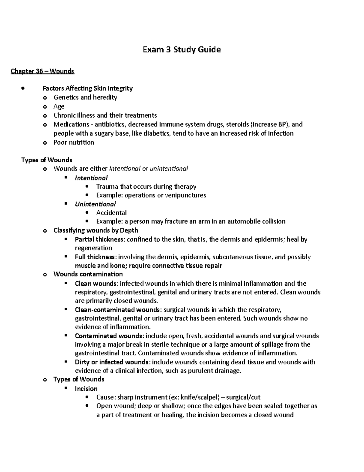 Exam 3 Study Guide - These notes helped me prepare for the exams very ...