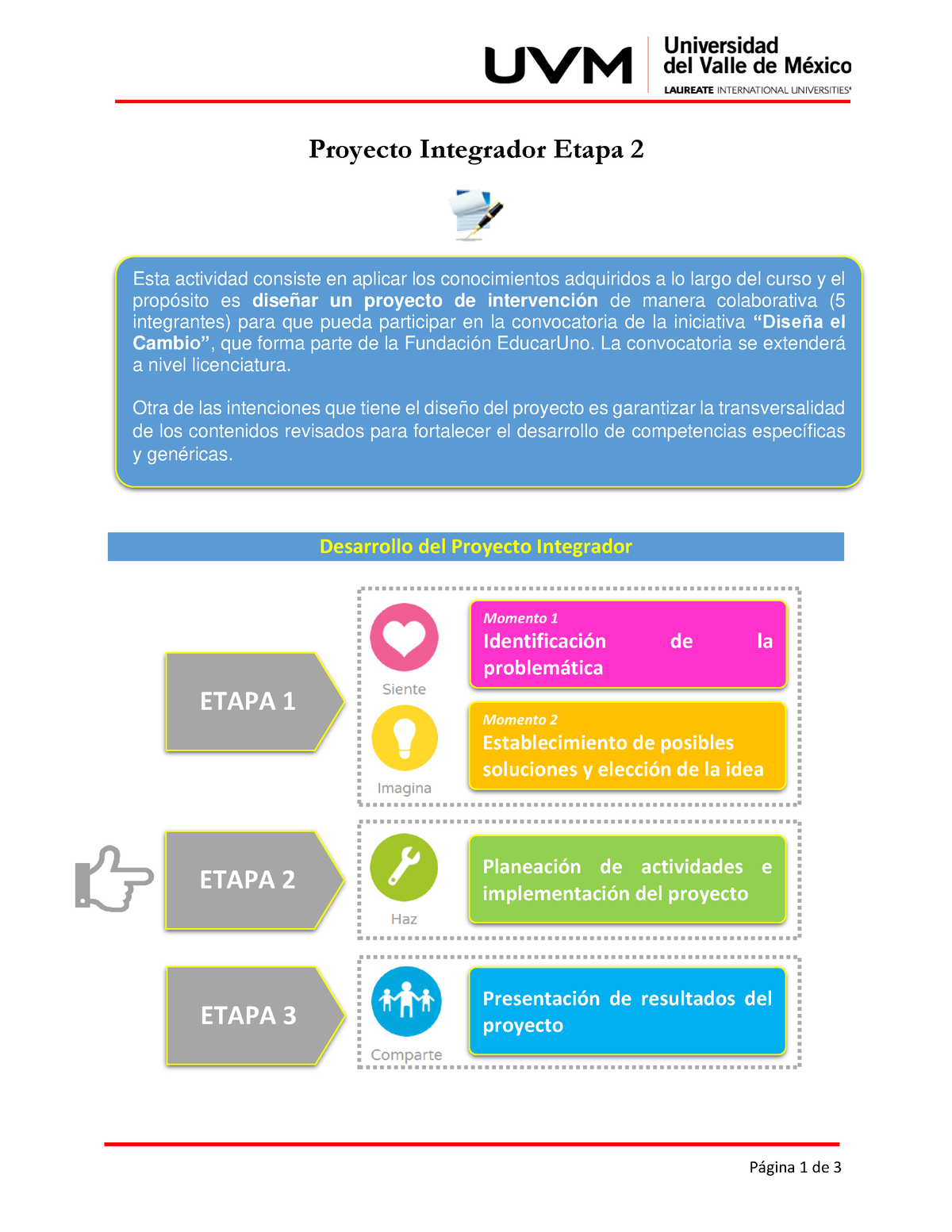 Instrucciones Proyecto E 2 - P·gina 1 De 3 Proyecto Integrador Etapa 2 ...