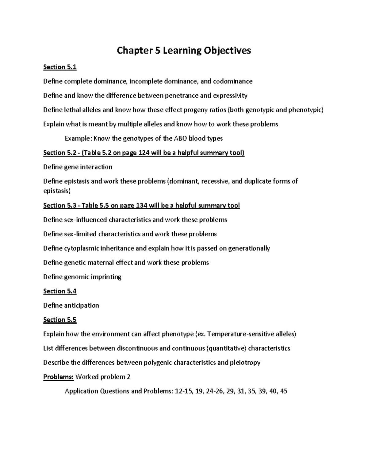 Chapter 5 Learning Objectives Chapter 5 Learning Objectives Section 5