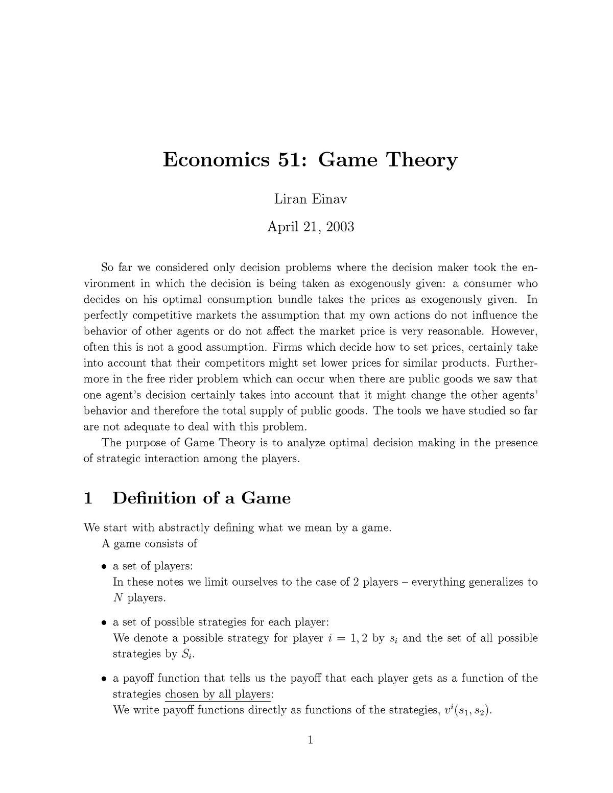 Game.theory Of Managerial Economic With Game Theory - Economics 51 ...