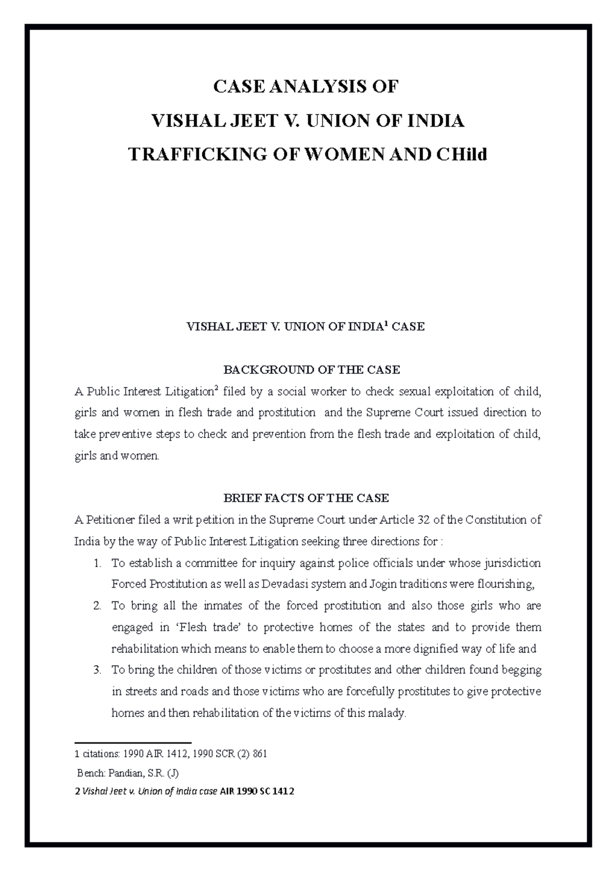 Gaurav Jain vs Union of India CASE ANALYSIS OF VISHAL JEET V. UNION