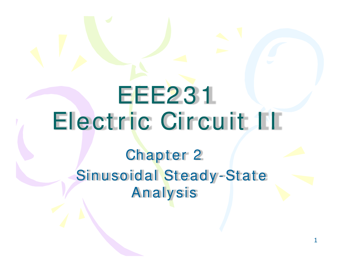 Chap2 - Tutorial - EEE Electric Circuit II Chapter 2 Sinusoidal Steady ...