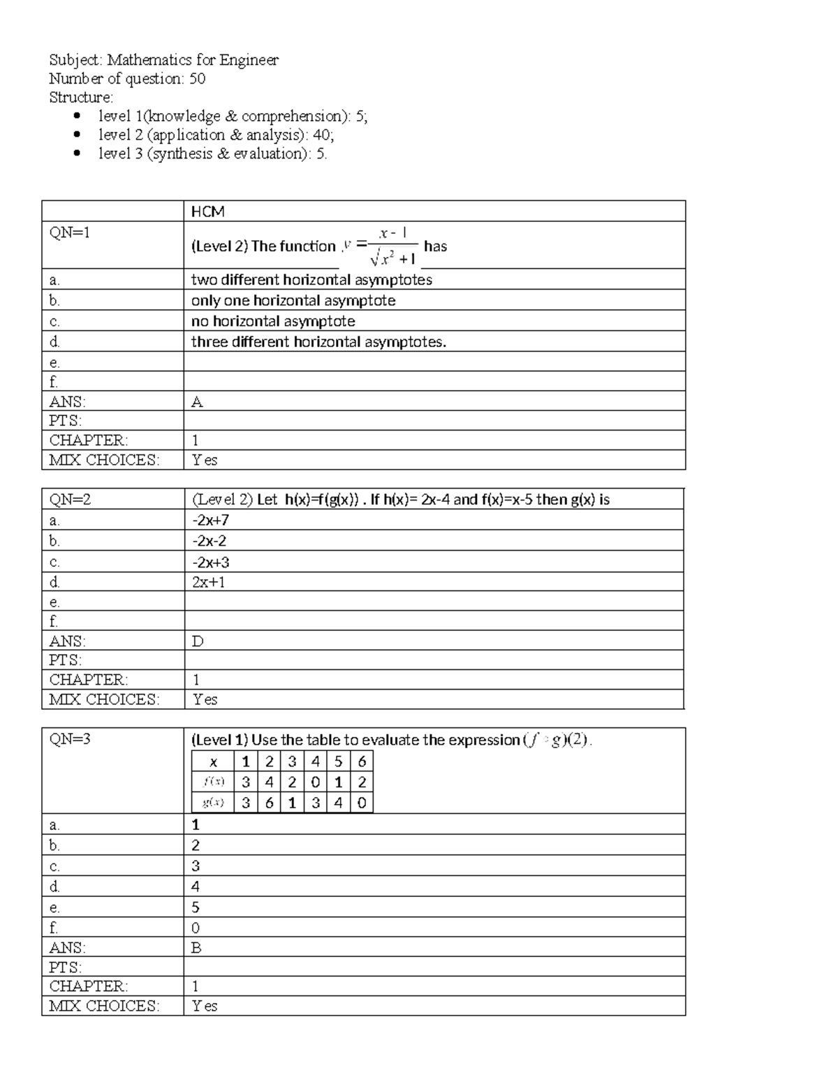 De thi mau 1 - De thi mau - Subject: Mathematics for Engineer Number of ...