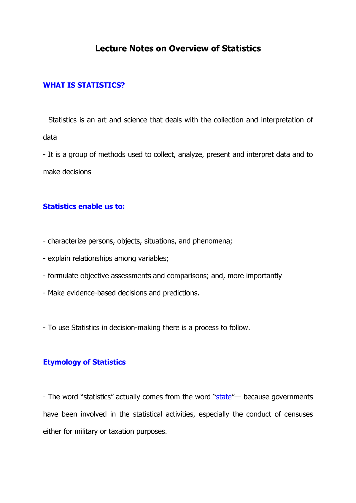 lecture-notes-on-overview-of-statistics-to-use-statistics-in-decision