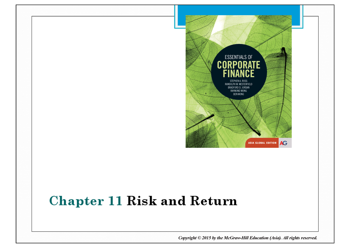 Study Unit 3b Risk And Return II (T03) - Copyright © 2015 By The McGraw ...