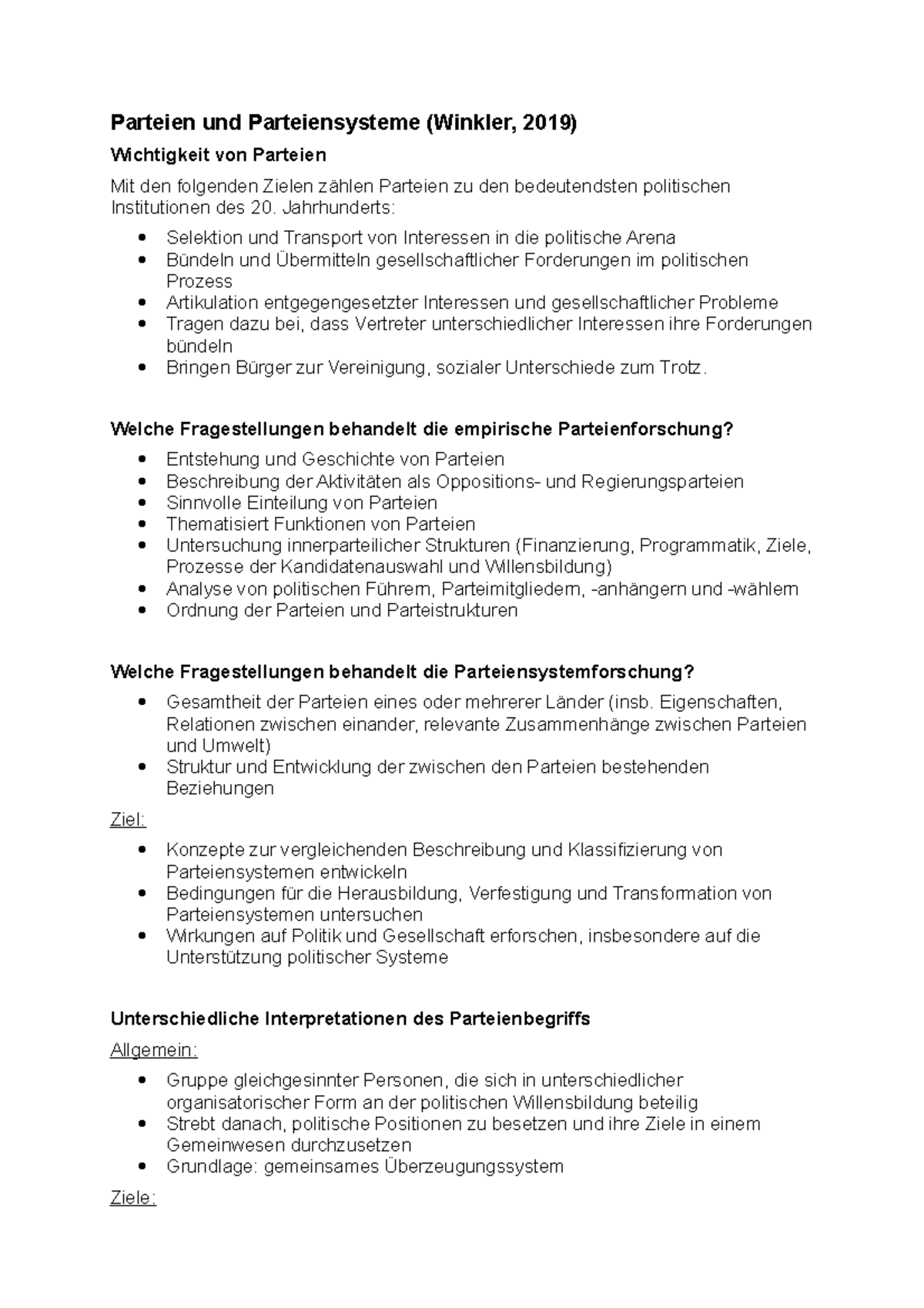 Parteien Und Parteiensysteme Studocu