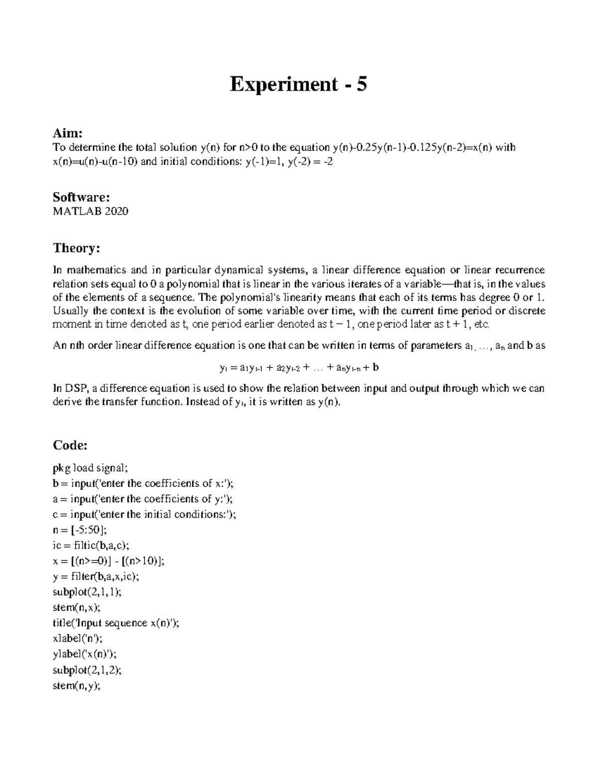 digital signal processing lab experiments