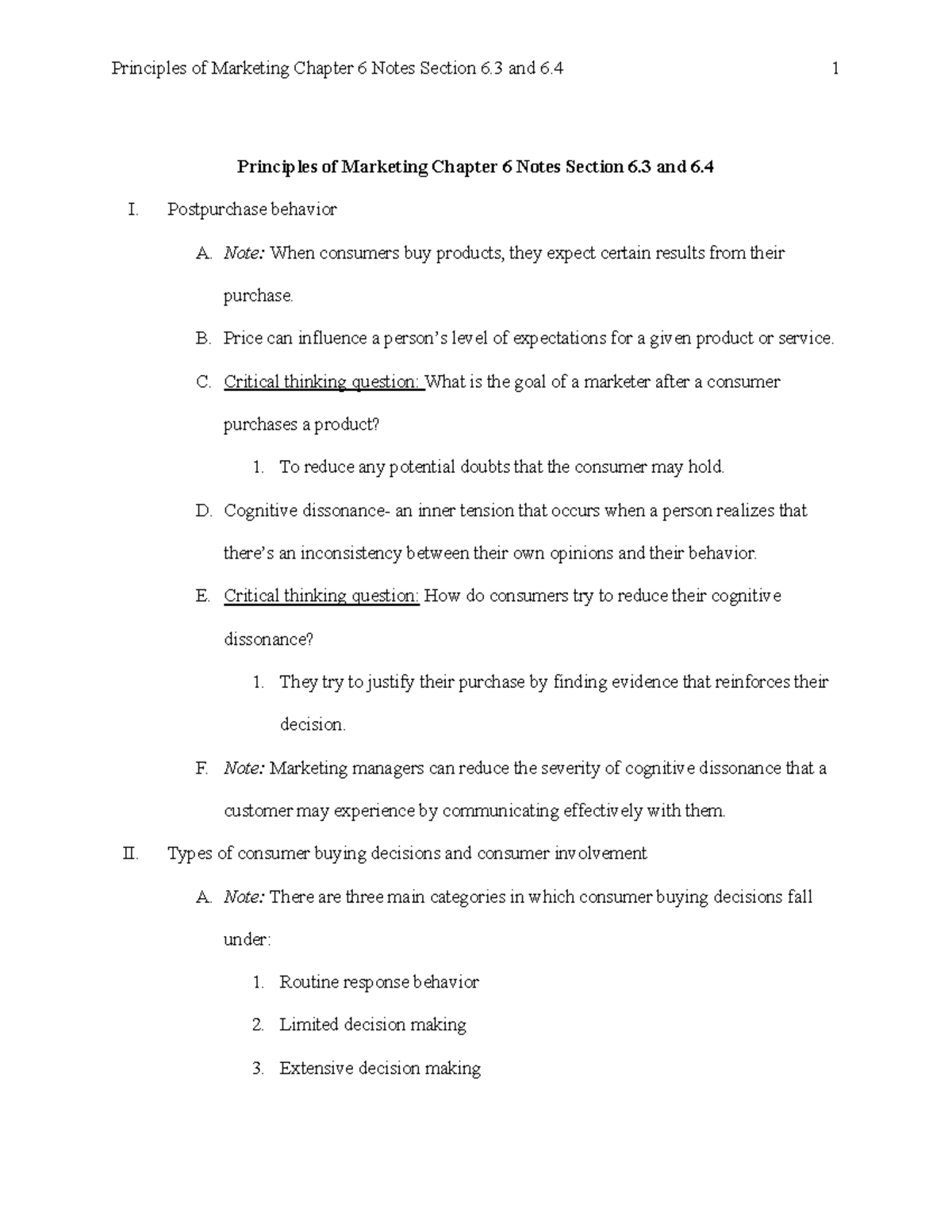 MKTG 2300 CH-6 Notes Section 6.3 and 6.4 - Principles of Marketing ...