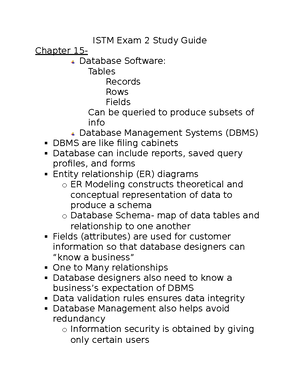 ISTM 210 Exam 3 PLUS Access - Lecture Notes Numbers Important With ...