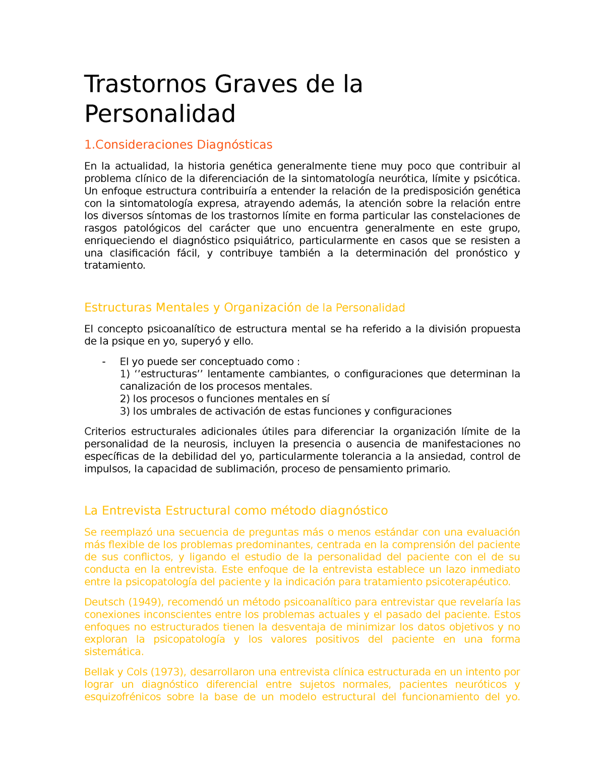 Trastornos graves de Personalidad resumen - Trastornos Graves de la  Personalidad 1 Diagnósticas En - Studocu