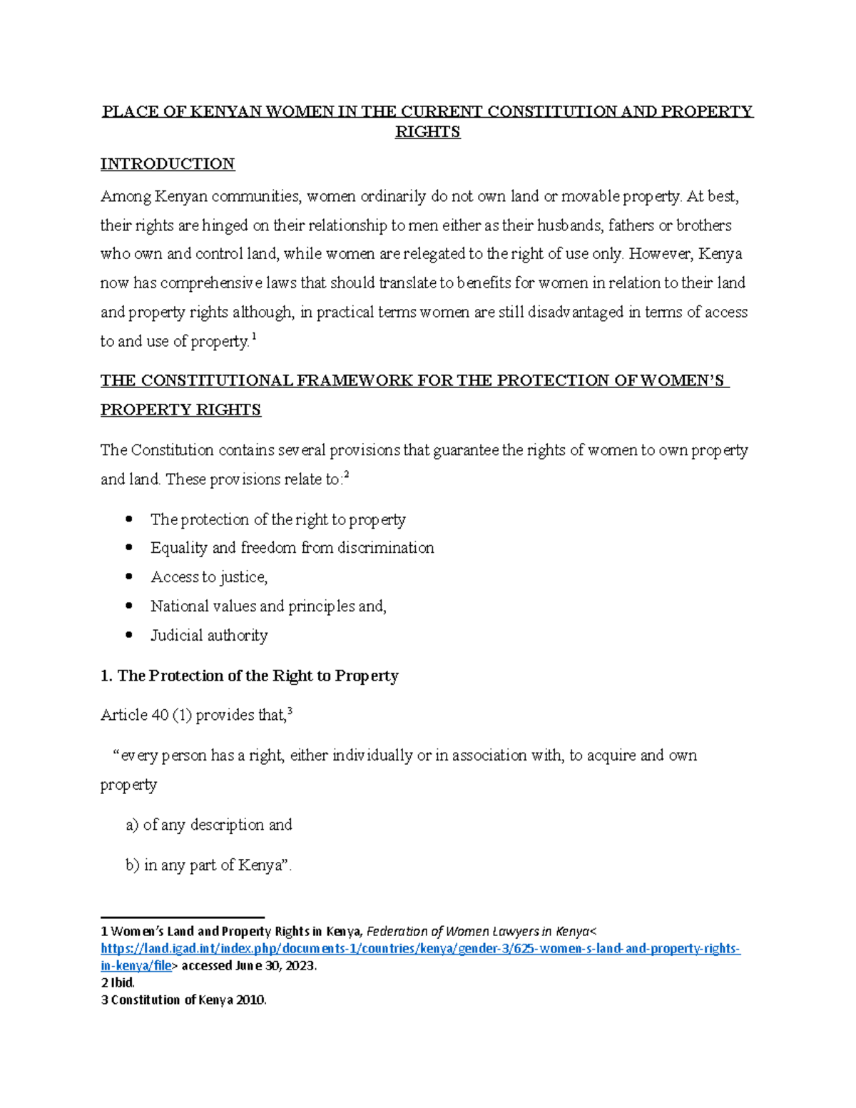 Place OF Kenyan Women IN THE Current Constitution AND Property Rights ...