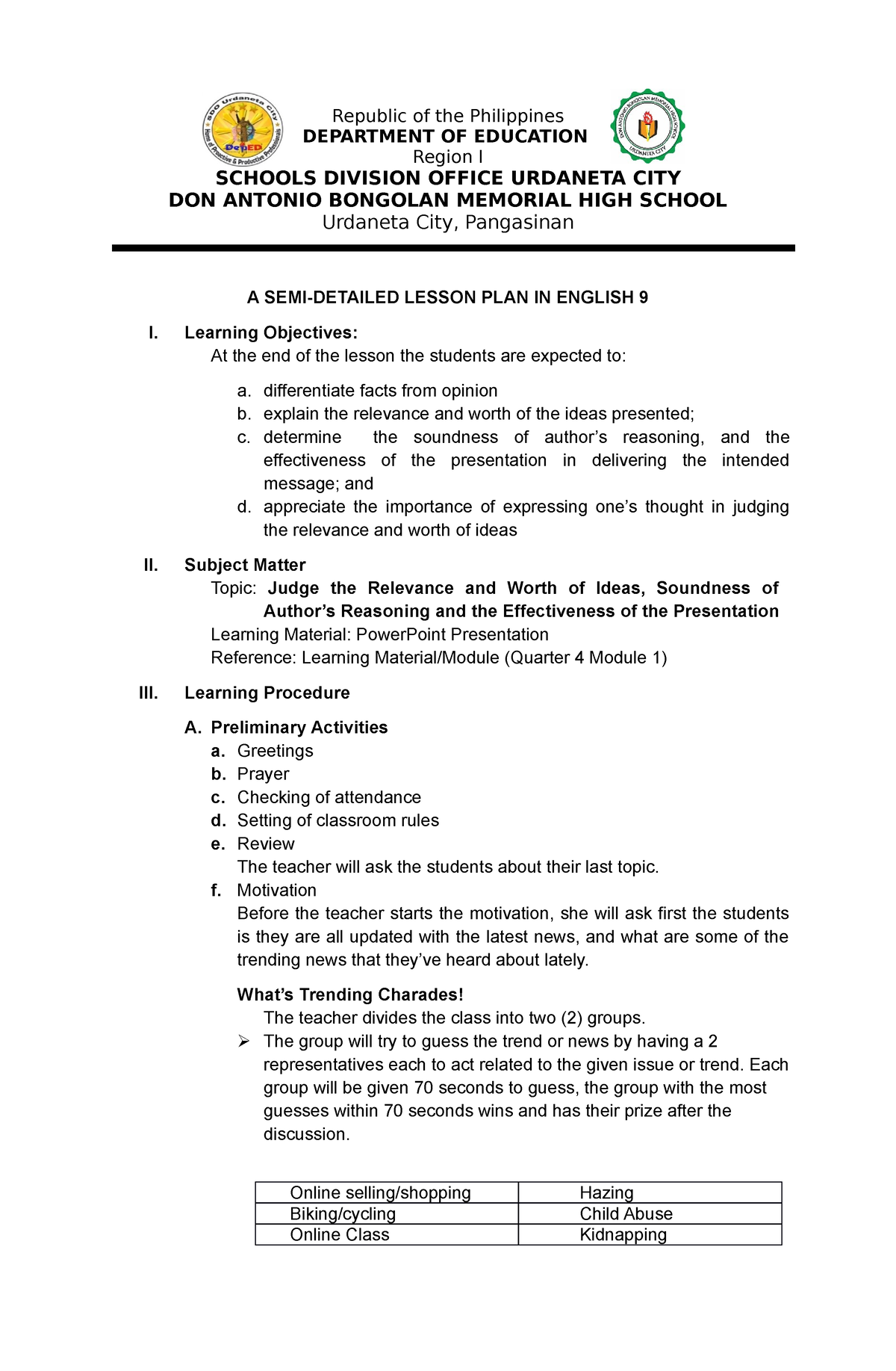 (05-02) SDLP Judge the Relevance and Worth - Republic of the ...