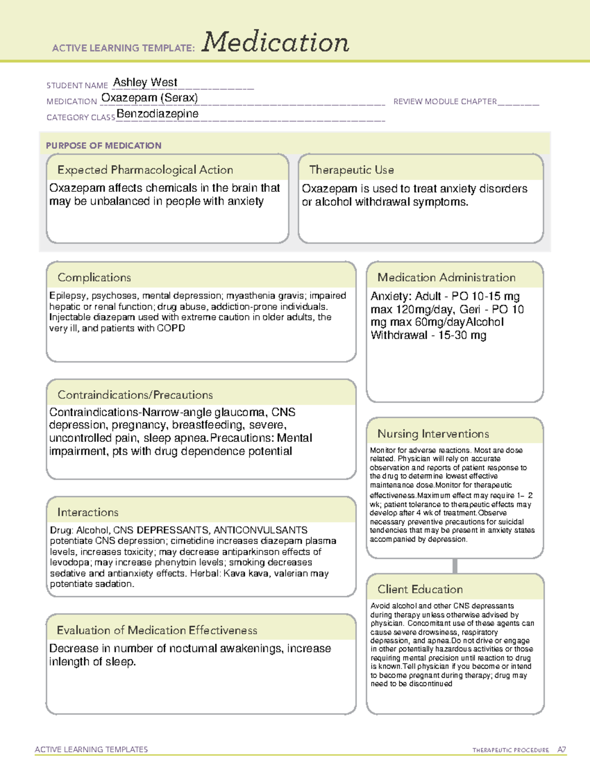 Oxazepam - mental health drugs - ACTIVE LEARNING TEMPLATES THERAPEUTIC ...