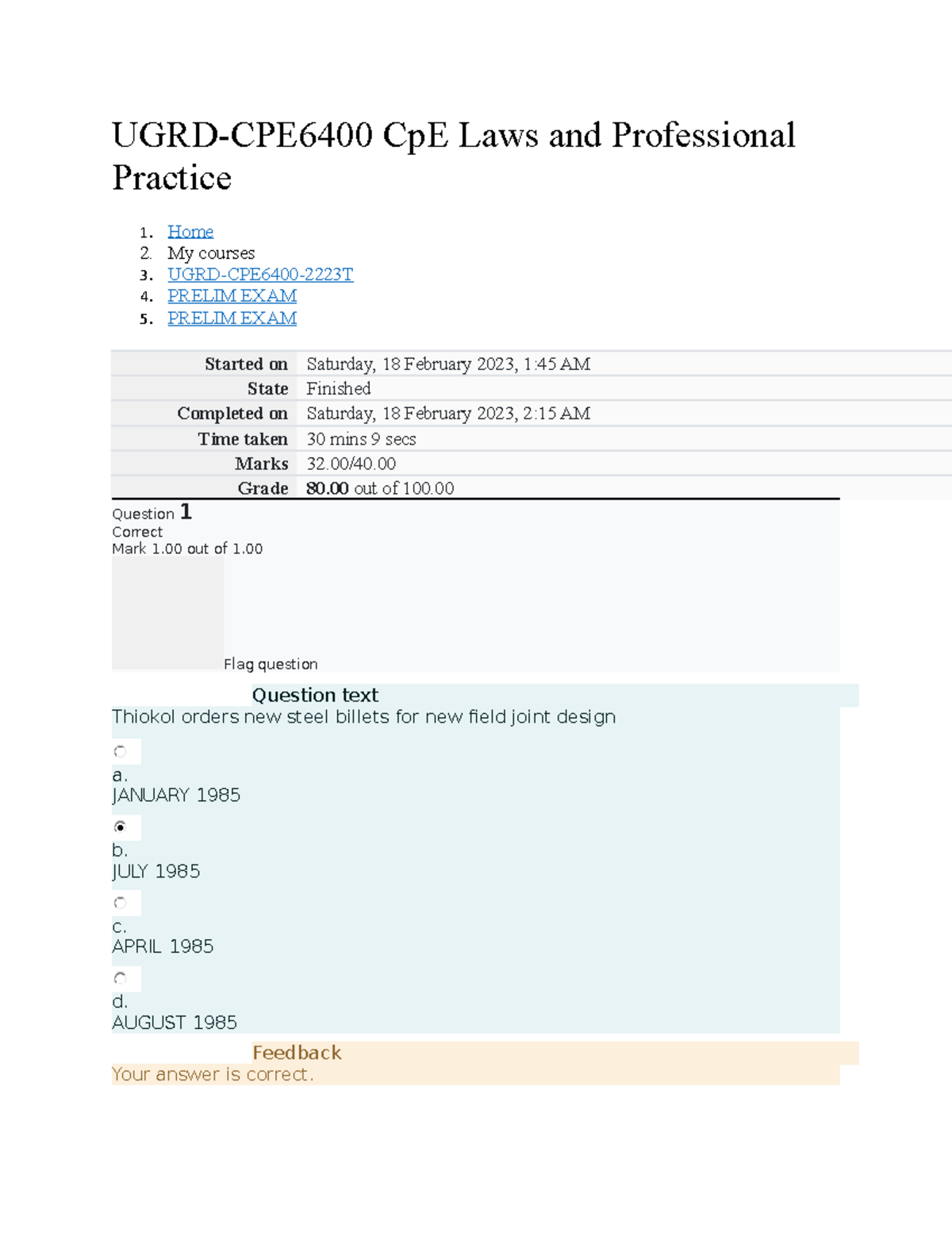 00 cpe laws practice exam UGRDCPE6400 CpE Laws and Professional