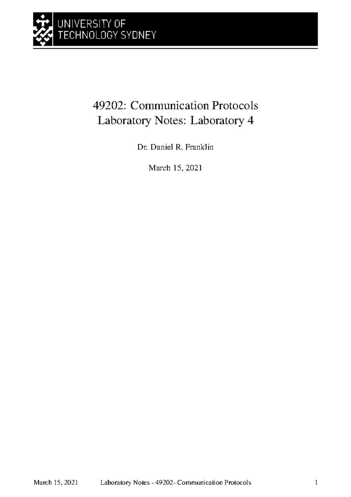 Labnotes 4 - hope it will hepl student - 49202: Communication Protocols ...
