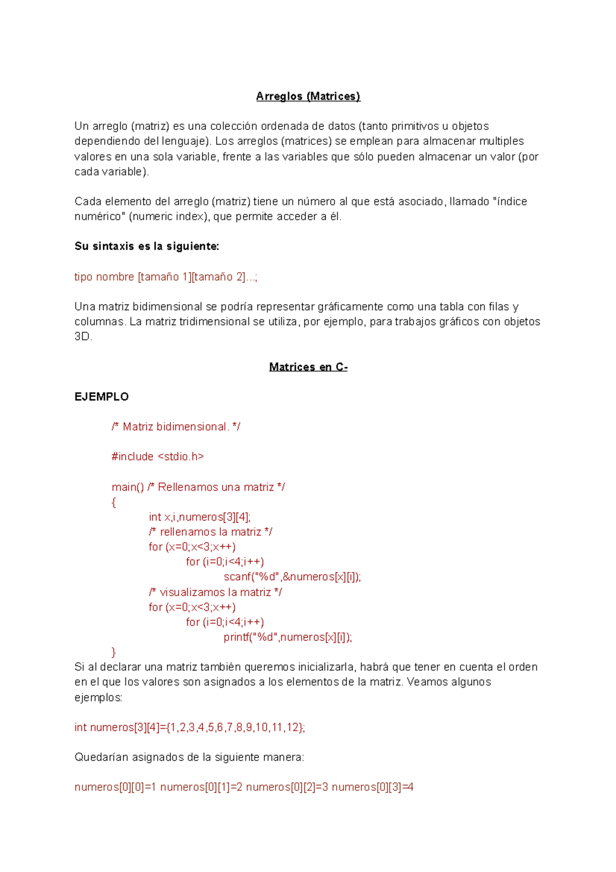 Actividad grupal - Descripción y ejemplos de matrices (arrays ...