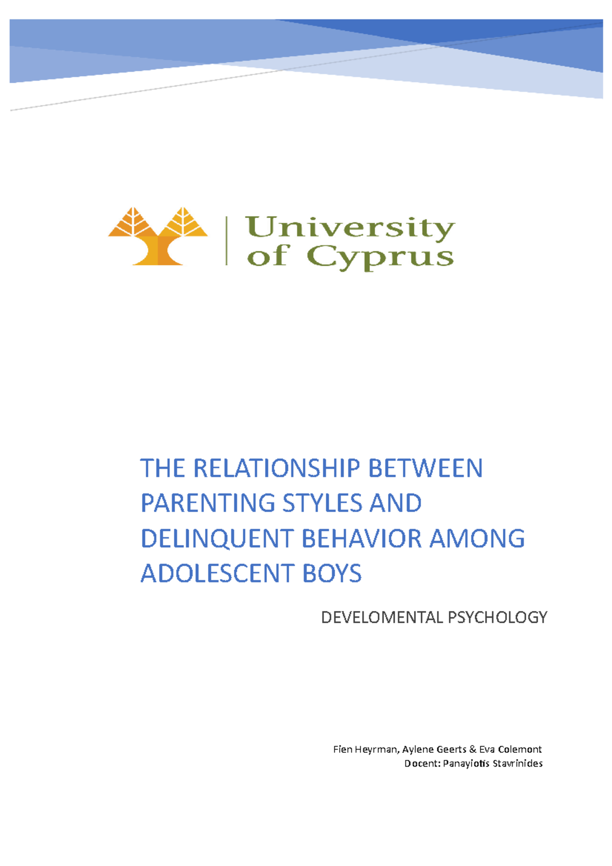 The Relationship between parenting styles and delinquent behavior among ...