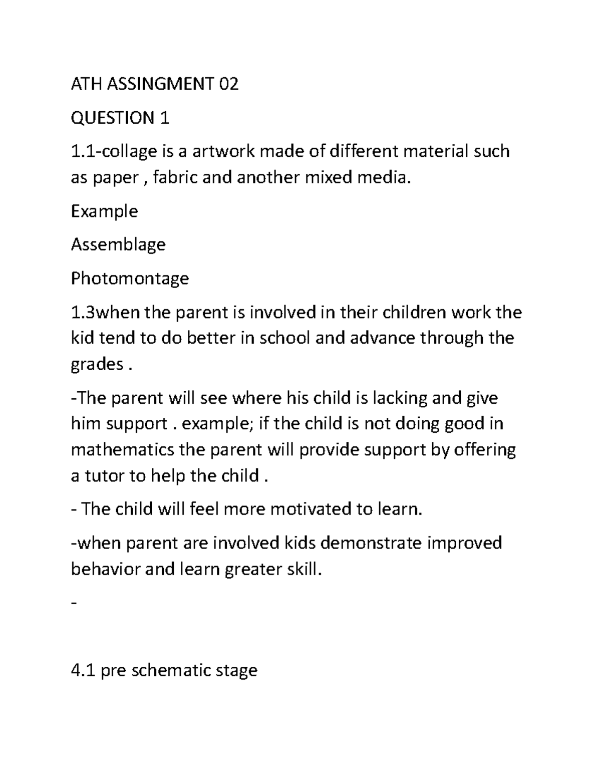 ATH Assingment 02 - 100 - ATH ASSINGMENT 02 QUESTION 1 1-collage is a ...