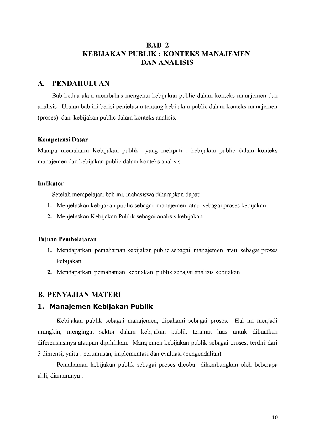 BAB II Kebijakan Publik DAN Analisis Kebijakan Publik - BAB 2 KEBIJAKAN ...