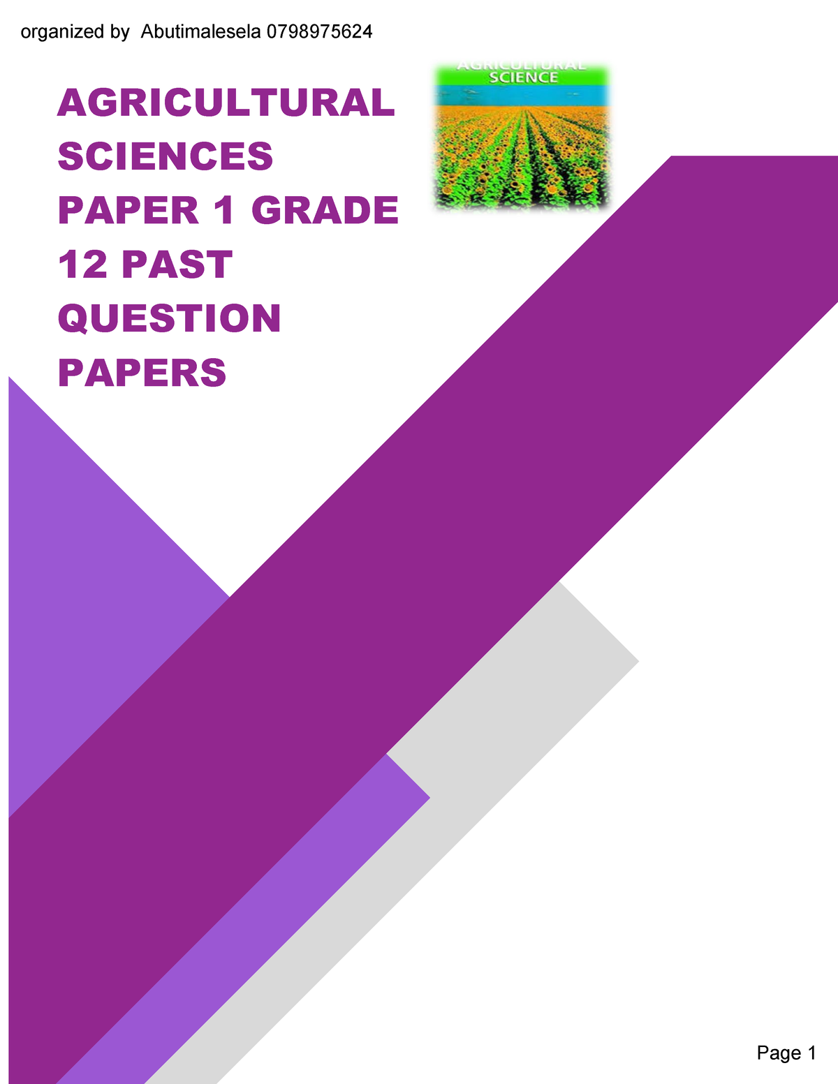 Argicultural sciences paper 1 past papers 20182022 AGRICULTURAL