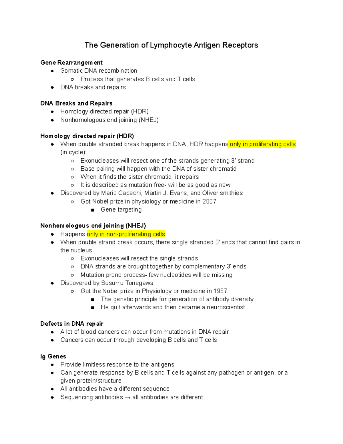 Molecular Immunology 3 2 - The Generation of Lymphocyte Antigen ...