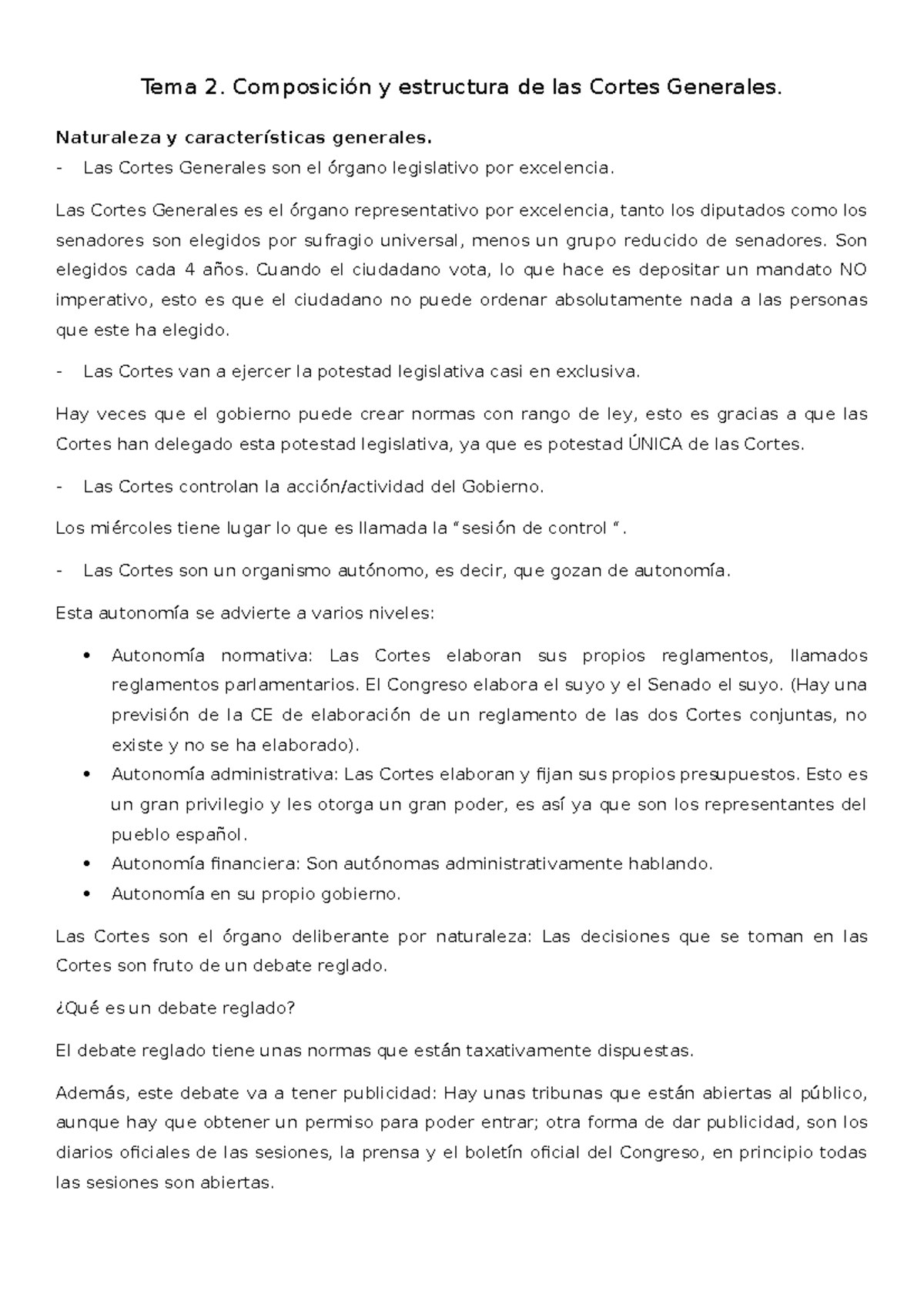 Tema 2. Cortes Generales - Tema 2. Composición Y Estructura De Las ...