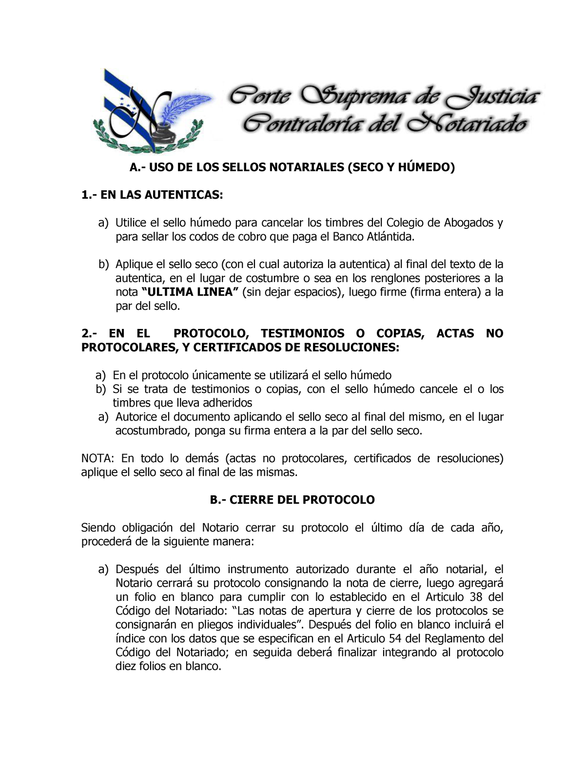 Uso De Sellos Notariales A Uso De Los Sellos Notariales Seco Y HÚmedo 1 En Las 2448