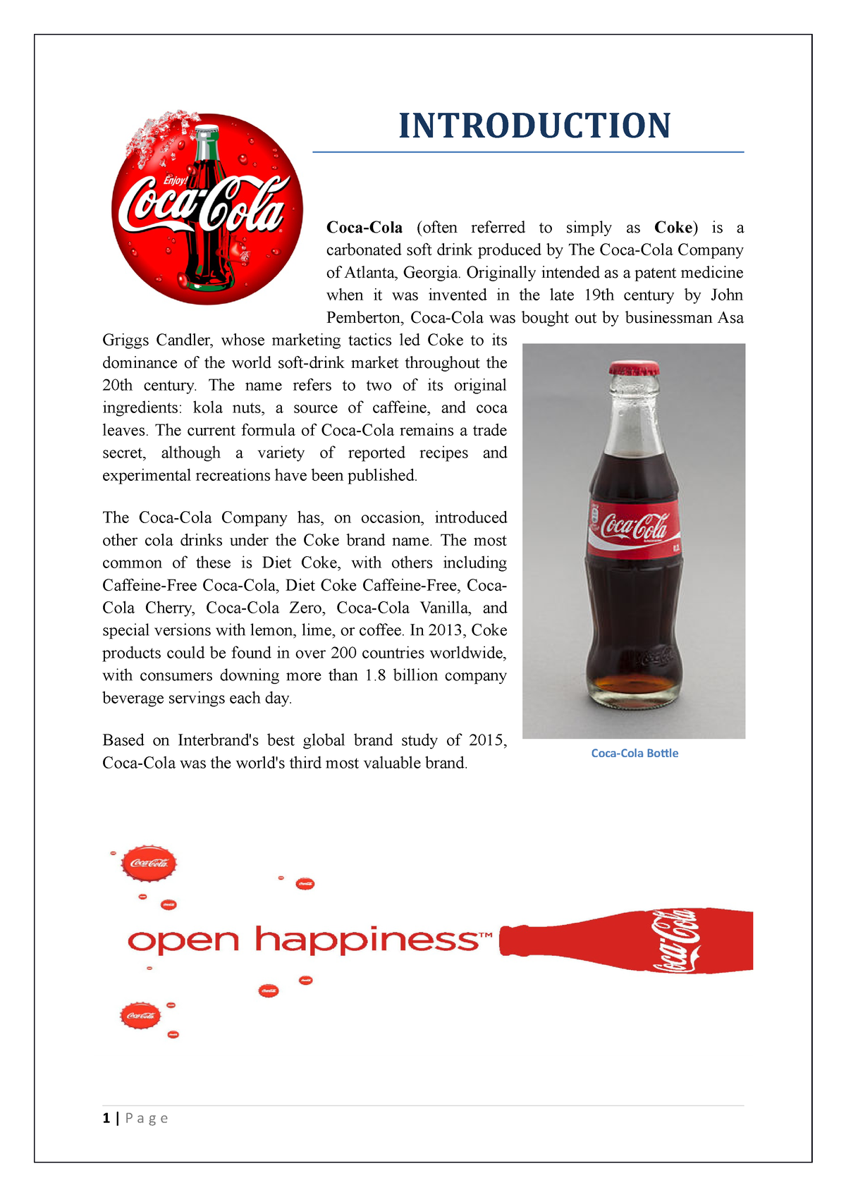 Production Process Of Coca Cola INTRODUCTION Coca Cola often Referred To Simply As Coke Is 