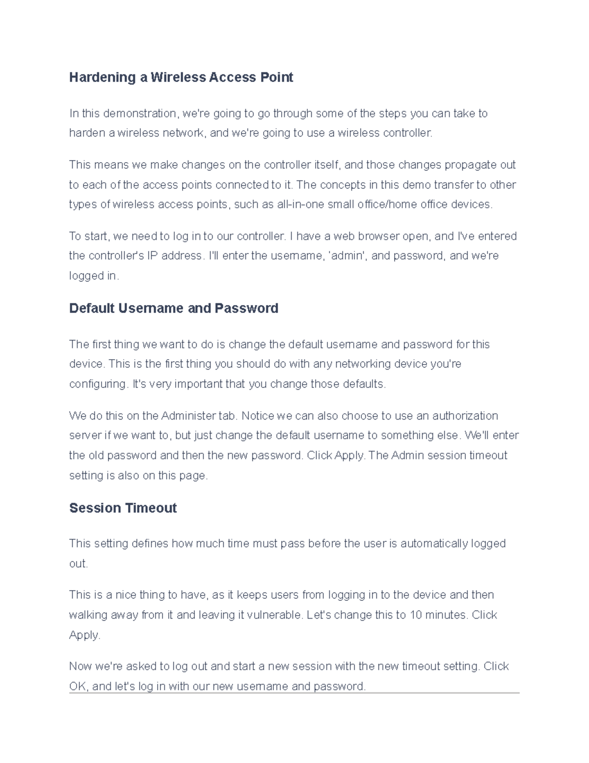 8.3.5 Hardening a Wireless Access Point Hardening a Wireless Access