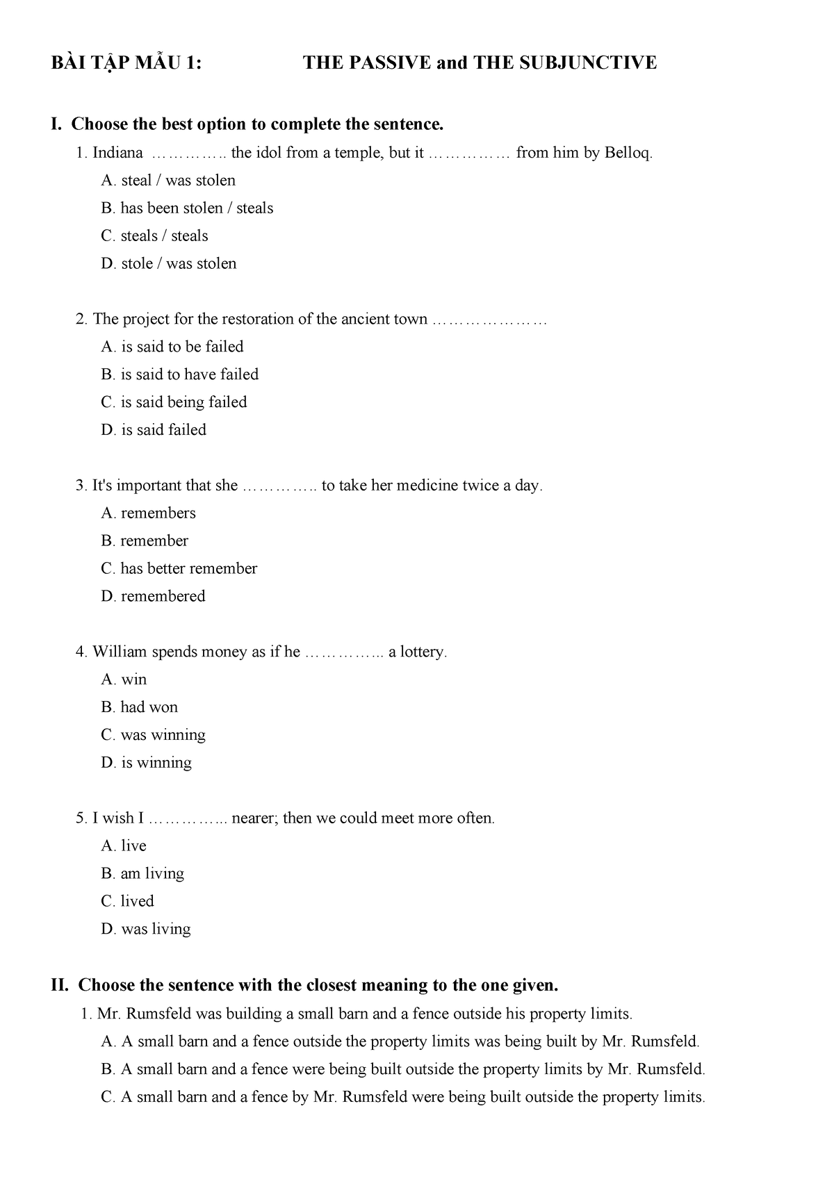 Bài Tập Mẫu - ccccccccccccccc - BÀI TẬP MẪU 1: THE PASSIVE and THE ...