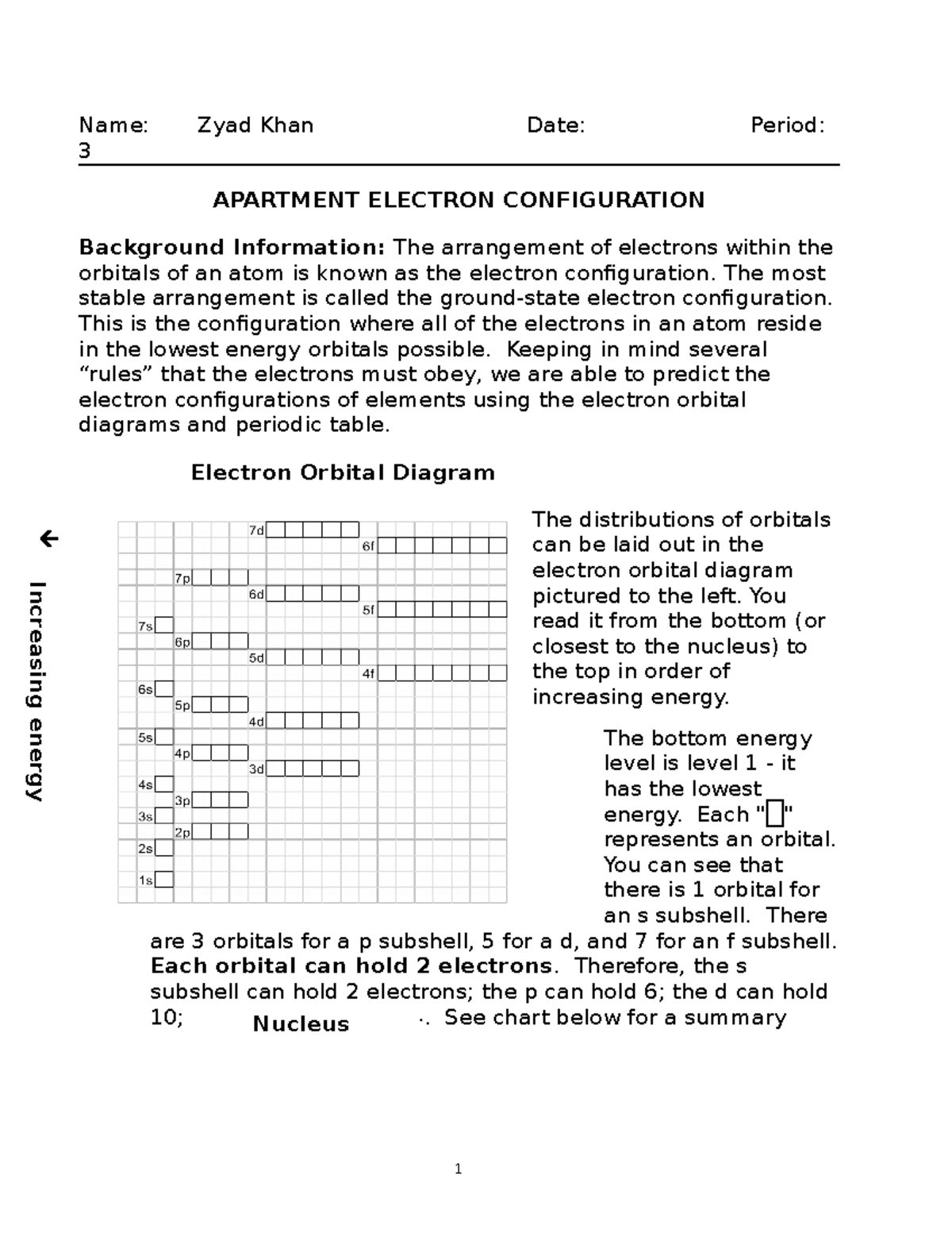 Student Exploration Electron Configuration Key Student Exploration