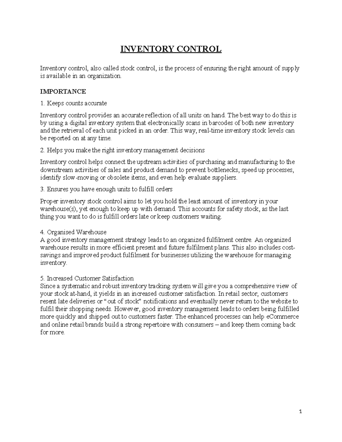 Inventory - well elaborated for reading - INVENTORY CONTROL Inventory ...