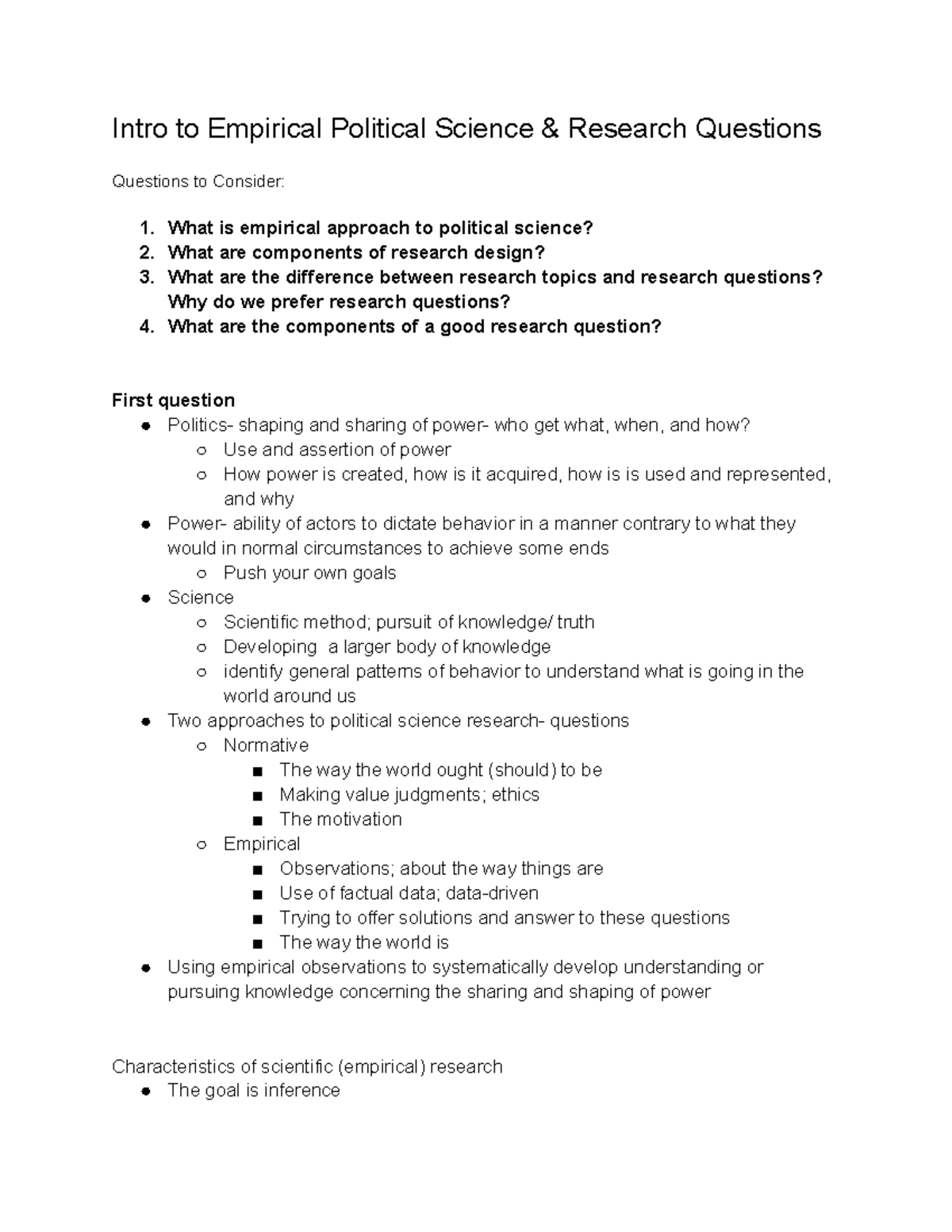 political science questions to research